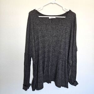 Carly Jean Los Angeles | Ribbed Knit Oversized Pullover Top, Womens XS